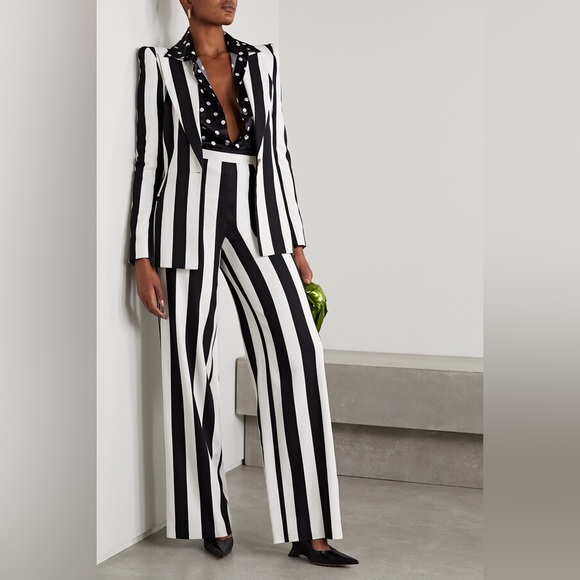 Sergio Hudson Polka Dot Silk Charmeuse Button-Up Blouse, Black/White XL NWT $795 - Picture 6 of 14